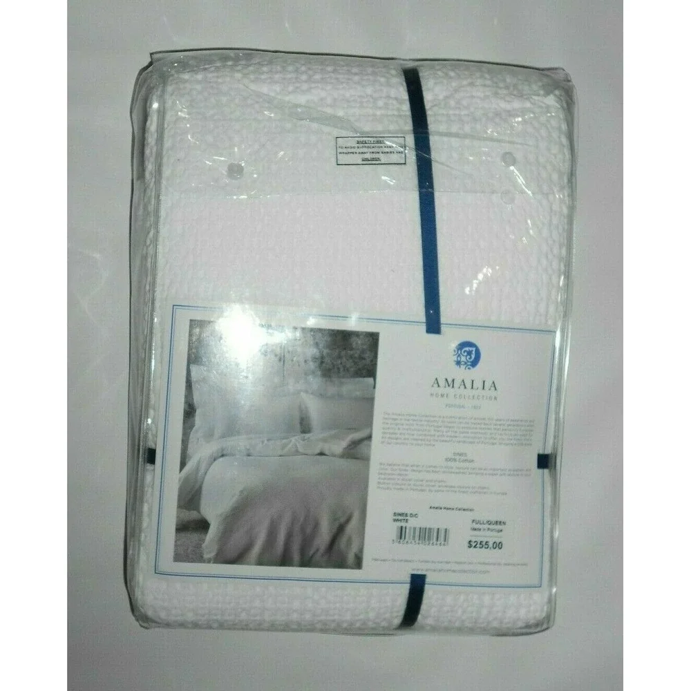 Amalia of Portugal Sines solid White Jacquard Duvet‎ Cover King